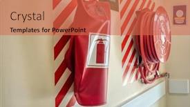  Presentation with building fire - Audience pleasing slide deck consisting of fire-extinguisher-safety-point backdrop and a red colored foreground