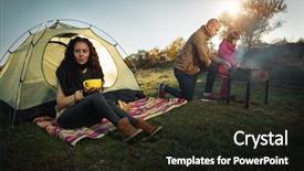  Presentation with mother and child health care - Audience pleasing presentation design consisting of fire family - mother father and child having backdrop and a wine colored foreground