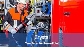  Presentation with fire fighter - Presentation theme with fire fighter wearing helmet background and a ocean colored foreground