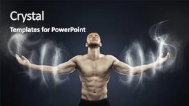  Presentation with powerful love - Presentation theme with fire fighting - powerful muscular man background and a wine colored foreground