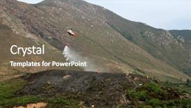  Presentation with fire fighting - Presentation having fire fighting helicopter dousing burnt background and a gray colored foreground