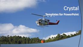  Presentation with fire emergency forest - Beautiful presentation design featuring fire fighting helicopter with waterbag backdrop and a teal colored foreground
