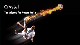  Presentation with football - Presentation design enhanced with fire flames - image of football player background and a black colored foreground