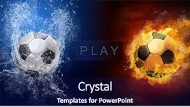  Presentation with fire ball - Slide deck featuring fire flames around soccer ball background and a navy blue colored foreground