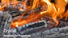  Presentation with campfire - Amazing PPT theme having fire flames background - very hot campfire close up backdrop and a dark gray colored foreground