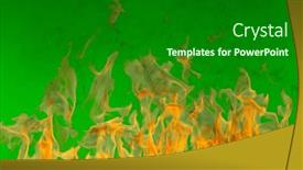  Presentation with green screen - Presentation design enhanced with fire-flames-isolated-on-green background and a forest green colored foreground