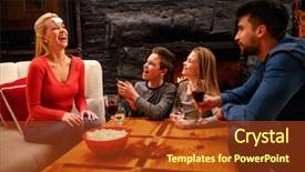  Presentation with family teens and children - PPT theme enhanced with fire gaming - happy family father mother background and a tawny brown colored foreground