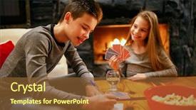  Presentation with aces high card game - Slides featuring fire gaming - happy kids playing card game background and a tawny brown colored foreground