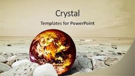  Presentation with global warming - Slide deck enhanced with fire globe - earth disaster global warming conceptual background and a soft green colored foreground