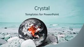  Presentation with disaster - Theme consisting of fire globe - earth disaster global warming conceptual background and a light blue colored foreground