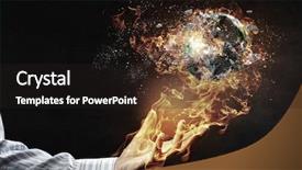  Presentation with catastrophe - Audience pleasing presentation theme consisting of fire globe - global catastrophe concept mixed media backdrop and a dark gray colored foreground