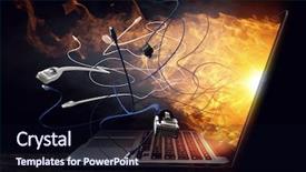  Presentation with wireless communication concept - Audience pleasing slide set consisting of fire globe - global communication concept backdrop and a  colored foreground