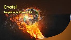  Presentation with danger - Colorful PPT theme enhanced with fire globe - our planet in danger backdrop and a wine colored foreground