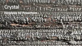  Presentation with wood log - Theme featuring damaged houses - fire heat burnt black coal background and a gray colored foreground