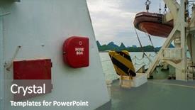  Presentation with rescue boat - Amazing slide set having fire hose cabinet and rescue backdrop and a gray colored foreground