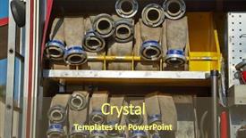  Presentation with fire truck - Amazing presentation theme having fire hoses in the back backdrop and a tawny brown colored foreground