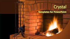  Presentation with fire - Presentation design having fire house - fireplace background and a tawny brown colored foreground