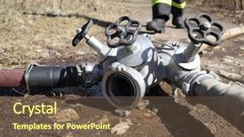  Presentation with firefighter - Presentation design having fire hydrant - faucet from firefighter hose background and a violet colored foreground