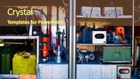  Presentation with firefighter - Colorful presentation theme enhanced with fire hydrant - firefighter tools backdrop and a tawny brown colored foreground