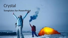  Presentation with fire ice - Theme having fire ice - two backpackers asking a help background and a light blue colored foreground