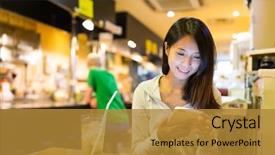  Presentation with fire ice - Presentation having fire ice - woman checking on mobile phone background and a gold colored foreground