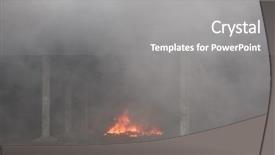  Presentation with building fire - PPT theme enhanced with fire in abandoned industrial building background and a  colored foreground