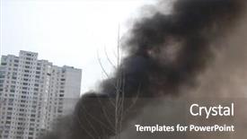  Presentation with building fire - Theme consisting of fire in abandoned industrial building kiev ukraine march 28 2010 background and a dark gray colored foreground