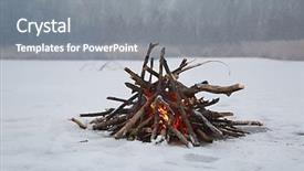  Presentation with falling snow - Slides consisting of fire in falling snow background and a gray colored foreground