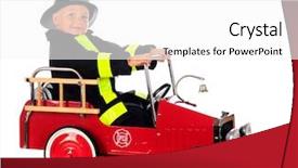  Presentation with fire truck - Theme enhanced with fire in his truck background and a white colored foreground