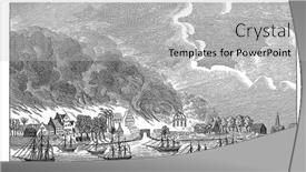  Presentation with engraving - Audience pleasing PPT layouts consisting of fire-in-paramaribo-vintage-engraving backdrop and a light gray colored foreground
