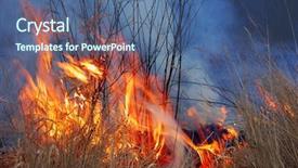 Presentation with bush fire - Beautiful presentation theme featuring fire in the bush near backdrop and a ocean colored foreground