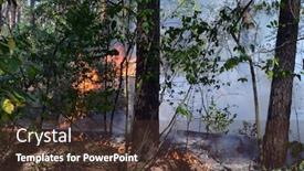  Presentation with forest fire - Cool new PPT theme with fire-in-the-forest-near backdrop and a tawny brown colored foreground