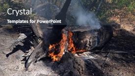  Presentation with forest fire - PPT theme having fire-in-the-forest-near background and a ocean colored foreground