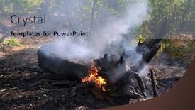  Presentation with forest fire - Theme featuring fire-in-the-forest-near background and a light blue colored foreground