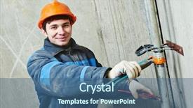  Presentation with engineering desk of civil engineer - Presentation theme having fire instalation - plumber engineer worker background and a ocean colored foreground