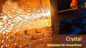  Presentation with welder worker welding and cutting - Cool new PPT layouts with fire instalation - worker cutting steel board using backdrop and a tawny brown colored foreground