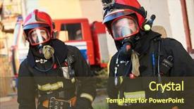  Presentation with team behavior - Theme having fire instructor - firemans team during firefighting background and a tawny brown colored foreground