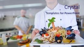  Presentation with chef - Amazing theme having fire instructor - handsome chef dressed in white backdrop and a  colored foreground