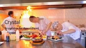  Presentation with chef - Cool new presentation with fire instructor - handsome chef dressed in white backdrop and a coral colored foreground