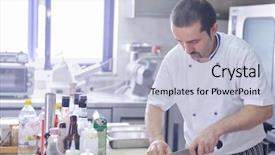  Presentation with chef - Amazing slides having fire instructor - handsome chef dressed in white backdrop and a  colored foreground