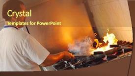  Presentation with white cctv camera on modern - Cool new presentation theme with fire instructor - handsome chef dressed in white backdrop and a tawny brown colored foreground