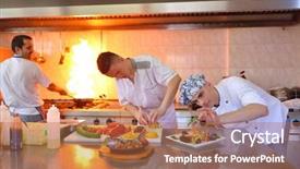  Presentation with modern black and white trees - Audience pleasing slides consisting of fire instructor - handsome chef dressed in white backdrop and a coral colored foreground