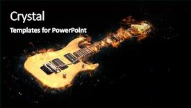  Presentation with electric guitar - PPT theme featuring fire isolated on black background and a black colored foreground