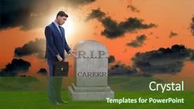  Presentation with mourning - Slides with fire ladders - businessman employee mourning his unsuccessul background and a  colored foreground