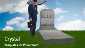  Presentation with mourning - PPT theme consisting of fire ladders - businessman employee mourning his unsuccessul background and a tawny brown colored foreground