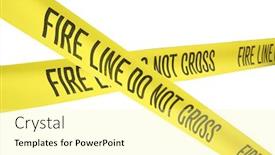  Presentation with fire warning - Slides enhanced with fire line - do not cross isolated on white fire department yellow caution tape warning tape fire line tape fire department warning work site emergency site do not enter background and a blonde colored foreground