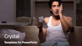  Presentation with night - Presentation theme enhanced with fire money - young man calculating expences night background and a tawny brown colored foreground