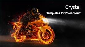  Presentation with motorcycle - Presentation design consisting of fire motorbiker in darkness wallpaper background and a black colored foreground