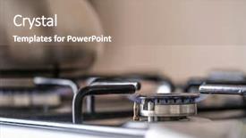  Presentation with fire close up flames - Presentation theme having fire of a gas stove background and a  colored foreground