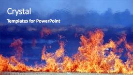  Presentation with bush fire - Presentation theme with fire of grass background and a teal colored foreground